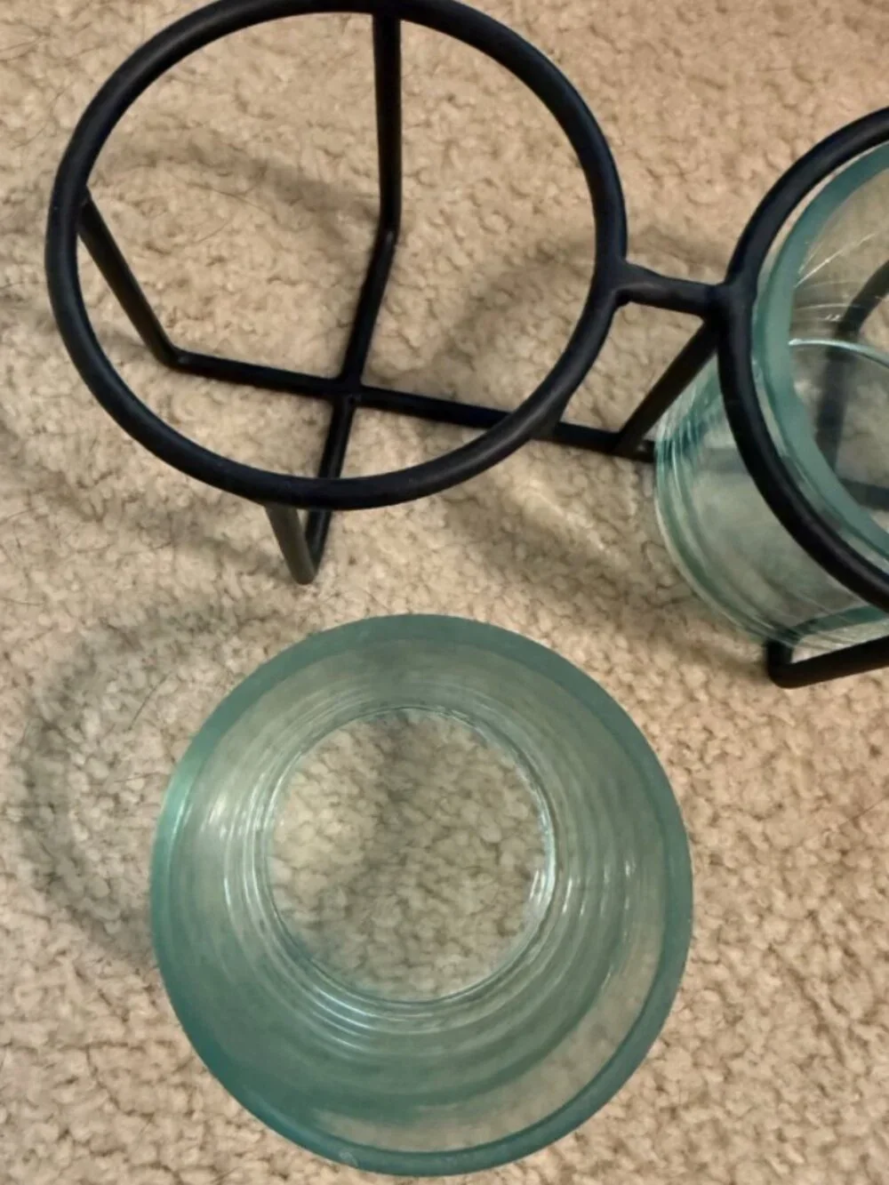 Pottery Barn Dani Handcrafted Circular Candle Holders Centerpiece Glass + Metal